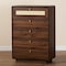 Baxton Studio Jenibelle Classic Walnut Brown Wood 5-Drawer Chest with Rattan Drawer 242-13508-ZORO - alternate 5